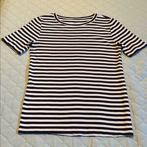 J. Crew Black and White Striped Tee Perfect Fit SZ M